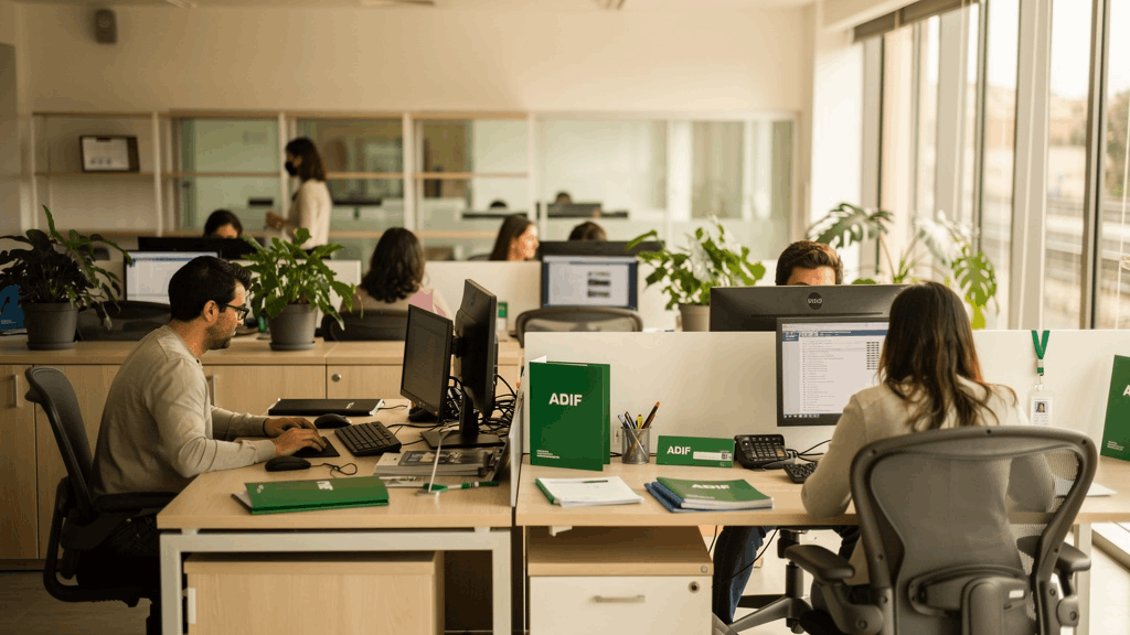 Oficinas administrativas ADIF: gestión documental y coordinación interna.